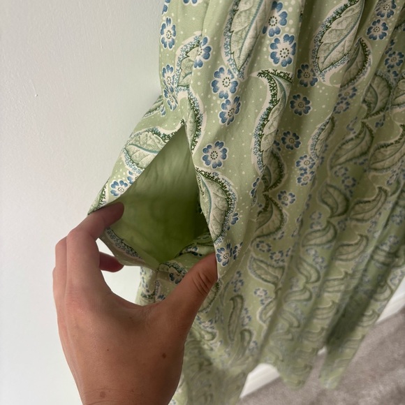 Hill House Home Ophelia Dress Eucalyptus Floral Green Midi Dress Cottagecore - Picture 14 of 14